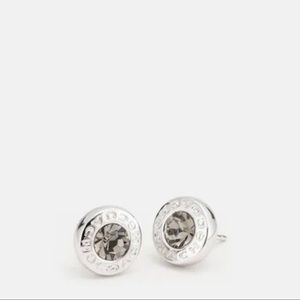 NWT Coach open circle stone strand earrings silver